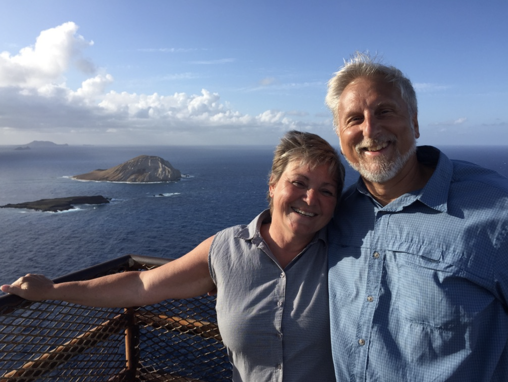 Mark and Joy on an island