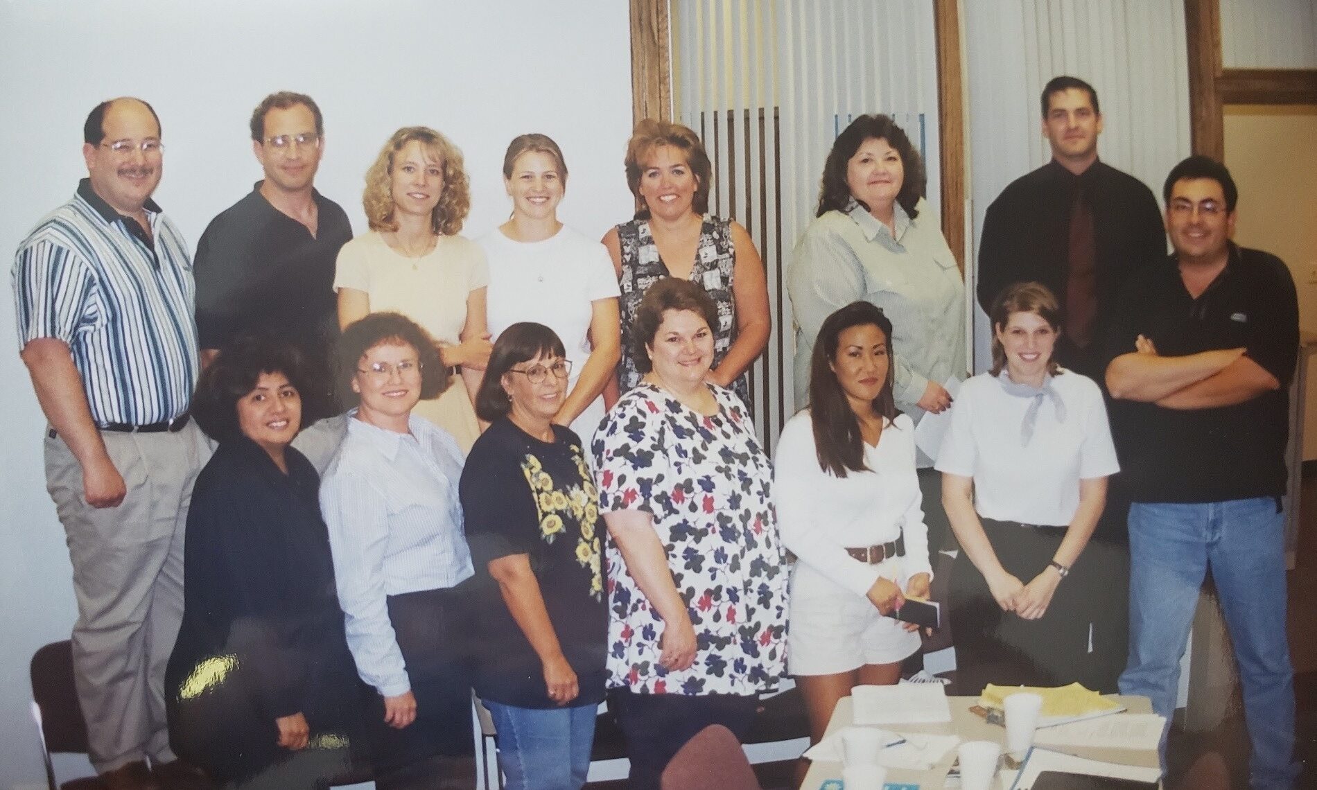 A group of people smiling